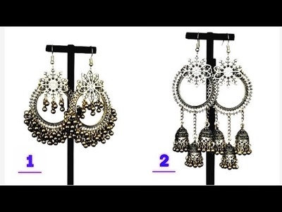 How to make oxidised earrings at home.easy earrings making ideas.trendy and stylish earrings design