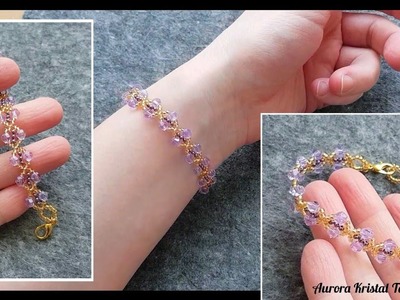 Kristal bileklik yapımı. Very easy bracelet making for beginners. Beaded bracelet tutorial.