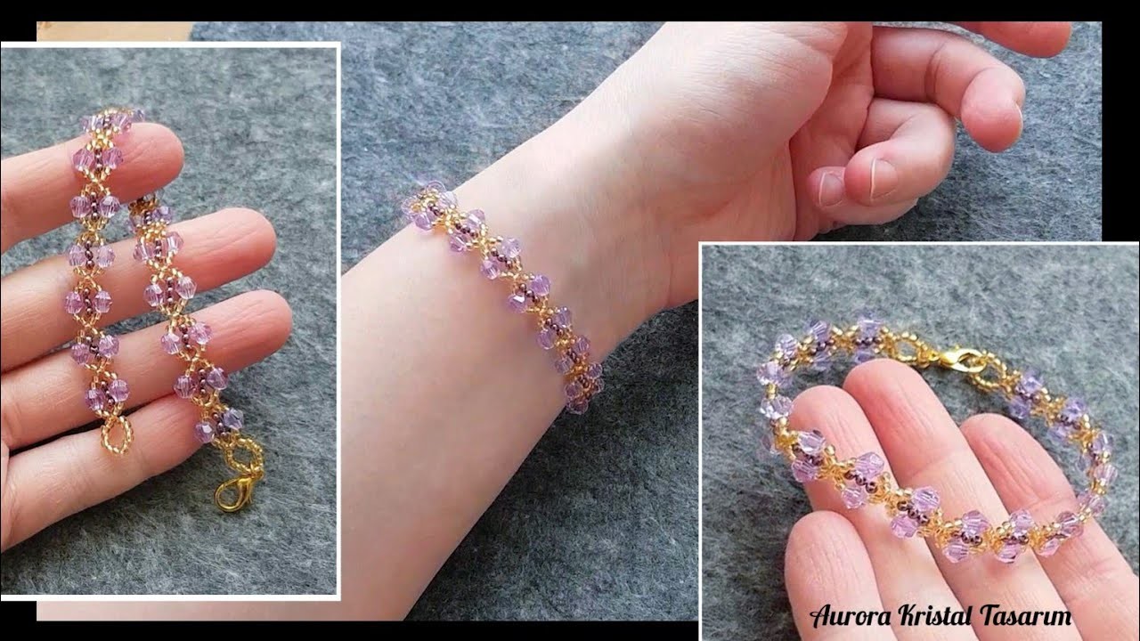 Kristal bileklik yapımı. Very easy bracelet making for beginners. Beaded bracelet tutorial.