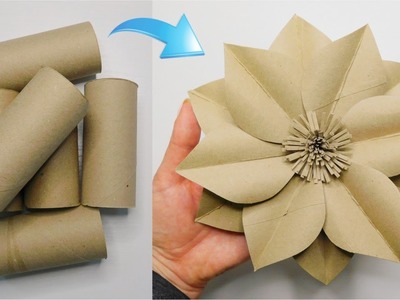 Large Paper Flower DIY Easy Toilet Paper Rolls Crafts Home Decor Ideas