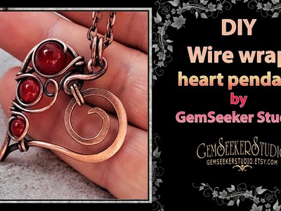 Let's make simple heart pendant. How to make a wire wrapped heart pendant 5. Beginners.