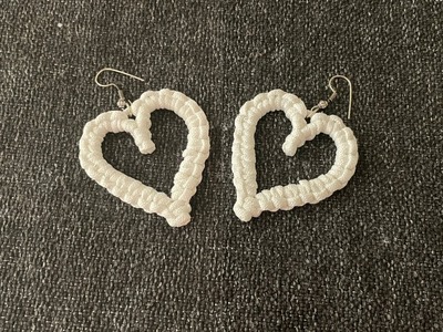 Macrame heart earrings | Valentine's day special | Macrame earring tutorial for beginners