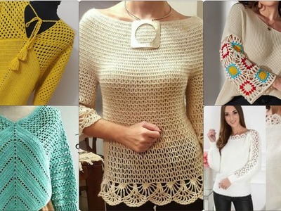 Most beautiful and Amazing fashion crochet knitting blouse top shirt designs pattern for ladies 2023