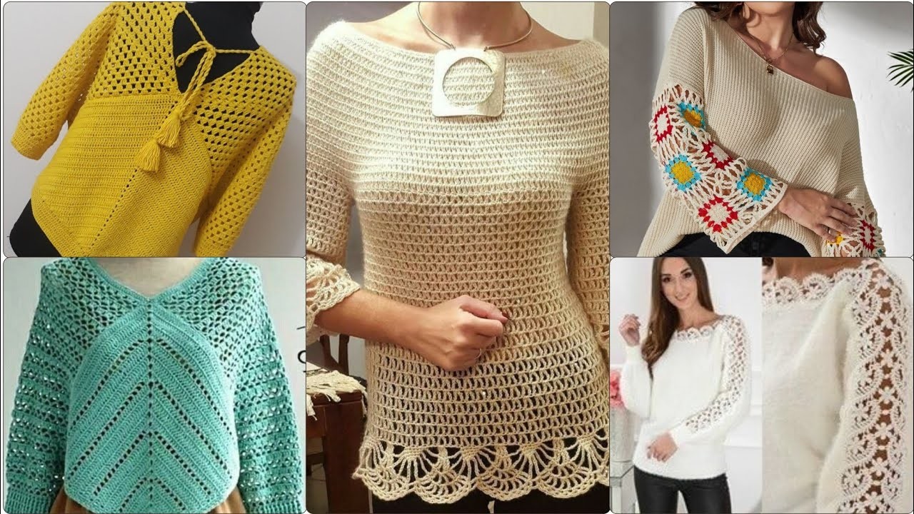 Most beautiful and Amazing fashion crochet knitting blouse top shirt designs pattern for ladies 2023