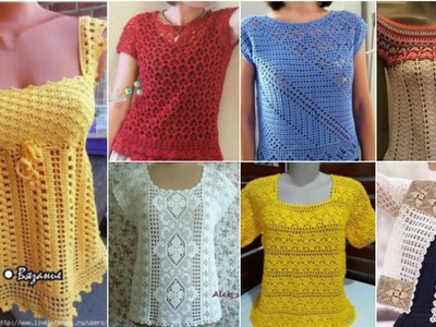 Most beautiful fancy cotton crochet knitting Embroidered blouse top designs pattern for ladies 2023