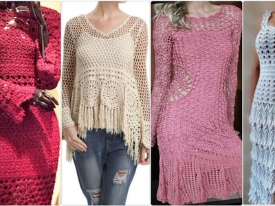 Most beautiful impressive crochet knitting pattern Embroidered blouse top shirt designs for ladies