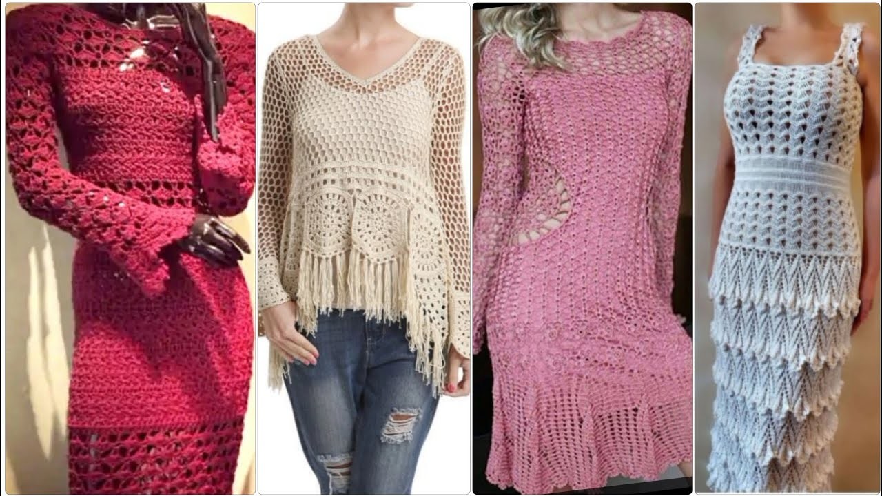 Most beautiful impressive crochet knitting pattern Embroidered blouse top shirt designs for ladies
