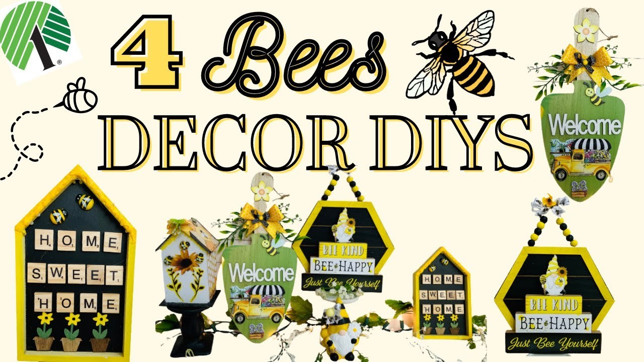*NEW* 4 BEE DECOR DIYS | 4 SPRING HOME DECOR IDEAS | 4 DOLLAR TREE BEE & HONEY CRAFTS | Sun's Arts