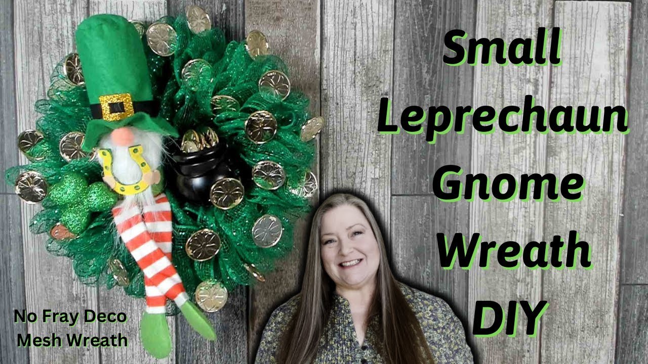 Small Leprechaun Gnome Wreath DIY ~ Dollar Tree St Patrick's Day DIY ~ 8 inch Wreath Form