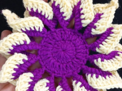 Super Easy Crochet Flower Tea coaster,Crochet Flower New Pattern@Amazing.Art_Crafts