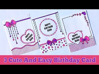 3 Easy & Cute Birthday Greeting Cards • Happy Birthday cards idea 2023 • diy birthday card easy