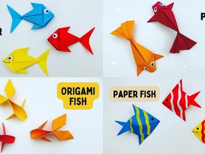 4 Easy Origami Paper Fish For Kids. Craft Ideas with paper. Paper Craft Easy. KIDS crafts #craft
