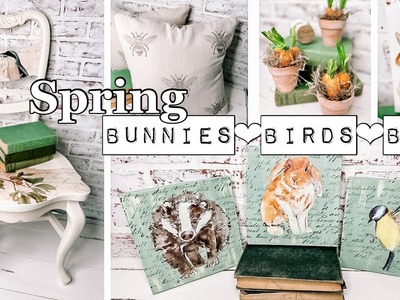All Things Spring: Bunnies, Birds & Bees - DIY Paint, IOD Stamps & Roycycled Decoupage Paper