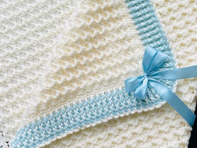 Crochet Baby Blanket Pattern with EASY CROCHET BORDER Left Hand Video crystal waves