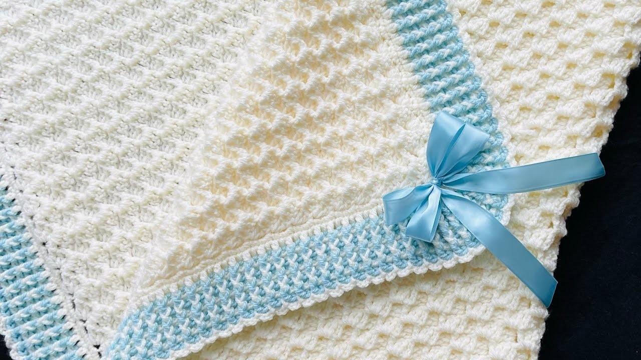 Crochet Baby Blanket Pattern with EASY CROCHET BORDER Left Hand Video crystal waves