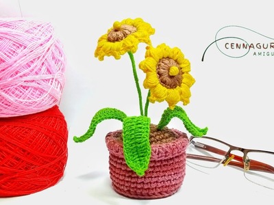Crochet Flowers Pot || Crochet Sunflower Pot || Sunflowers Amigurumi