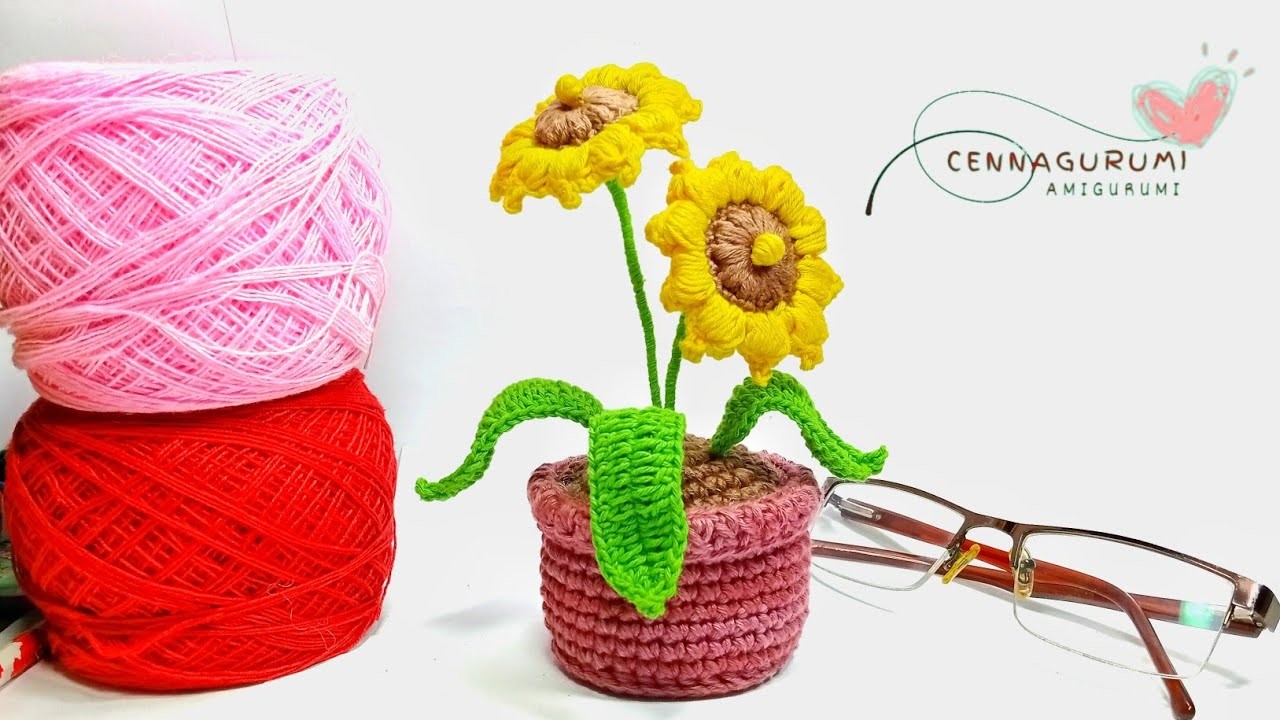 Crochet Flowers Pot || Crochet Sunflower Pot || Sunflowers Amigurumi