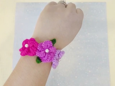 DIY Crochet Flower Bracelet