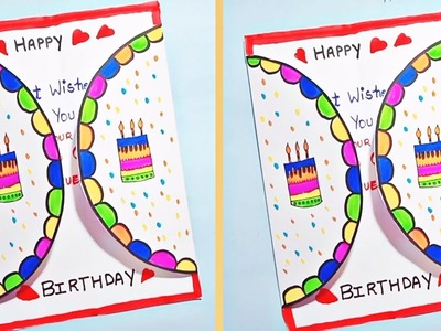 DIY Easy & Beautiful white paper Birthday Card making Birthday greeting Card. Handmade Birthday card