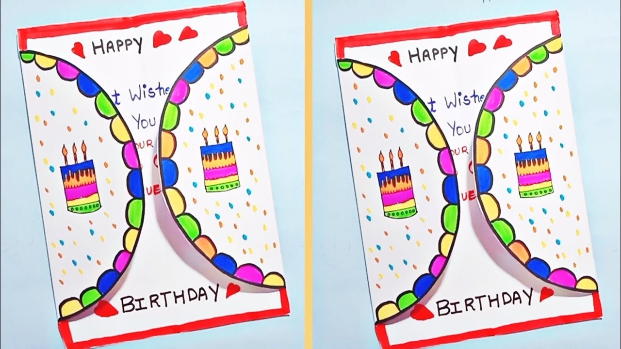 DIY Easy & Beautiful white paper Birthday Card making Birthday greeting Card. Handmade Birthday card