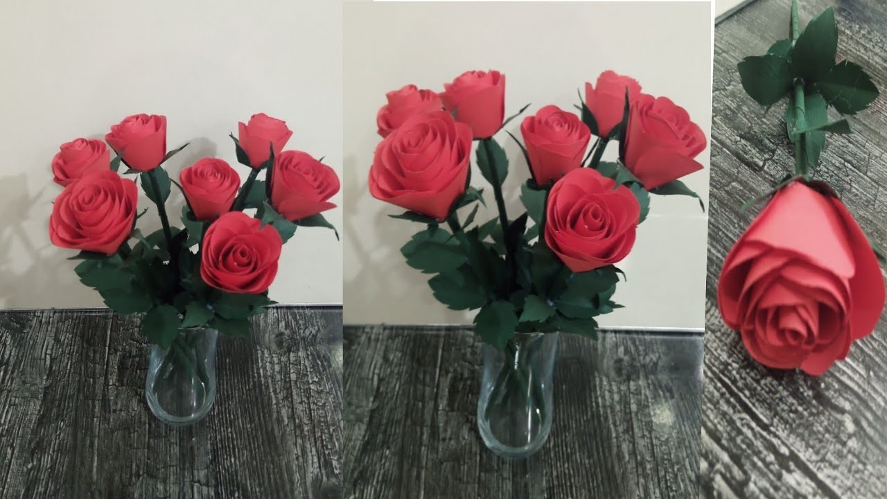 Diy paper flower||how to make paper flower||paper red roses @tayyebacraftideas