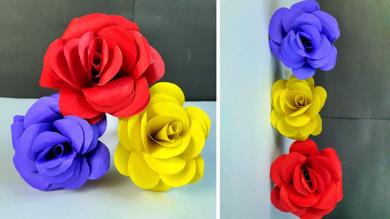 DIY Paper Rose Making at home | How to Make Flower with Craft Paper | Easy Paper Rose