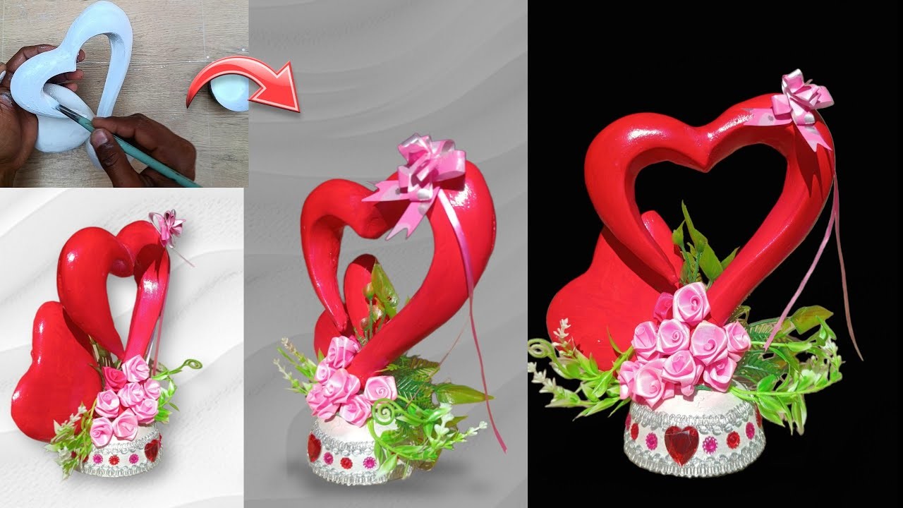 Heart showpiece making at home.Valentine's Day craft ideas.diy gift ideas.love showpiece