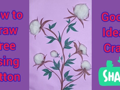 HOW TO DRAW TREE USING COTTON. EASY CRAFT