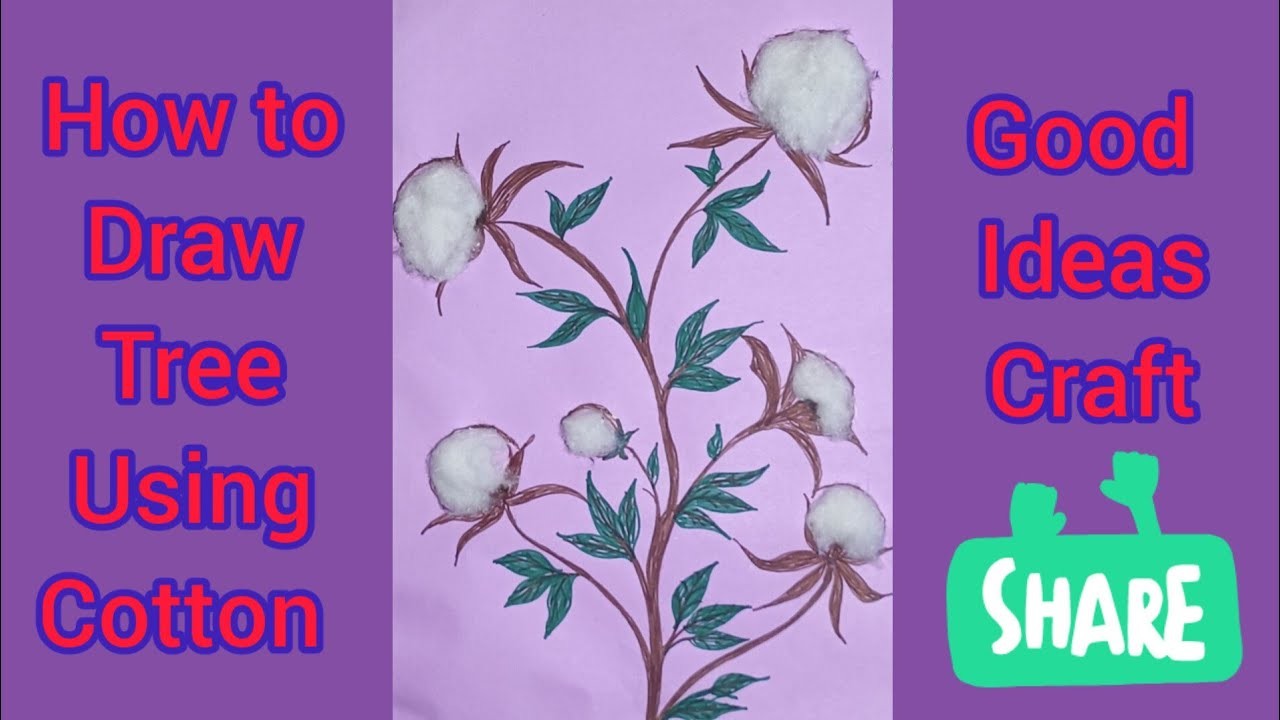 HOW TO DRAW TREE USING COTTON. EASY CRAFT