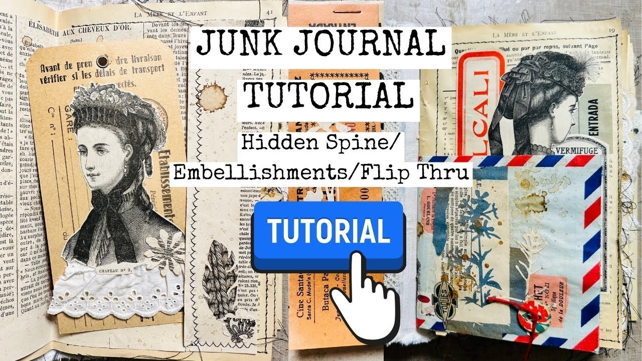 How To Make A Junk Journal.Hidden Spine.Embellishments.Flip Through.Junk Journal Challenge Part 4