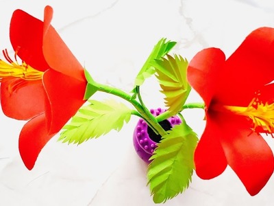 How to make Hibiscus Paper Flower ???? DIY Paper Flower - Step by Step