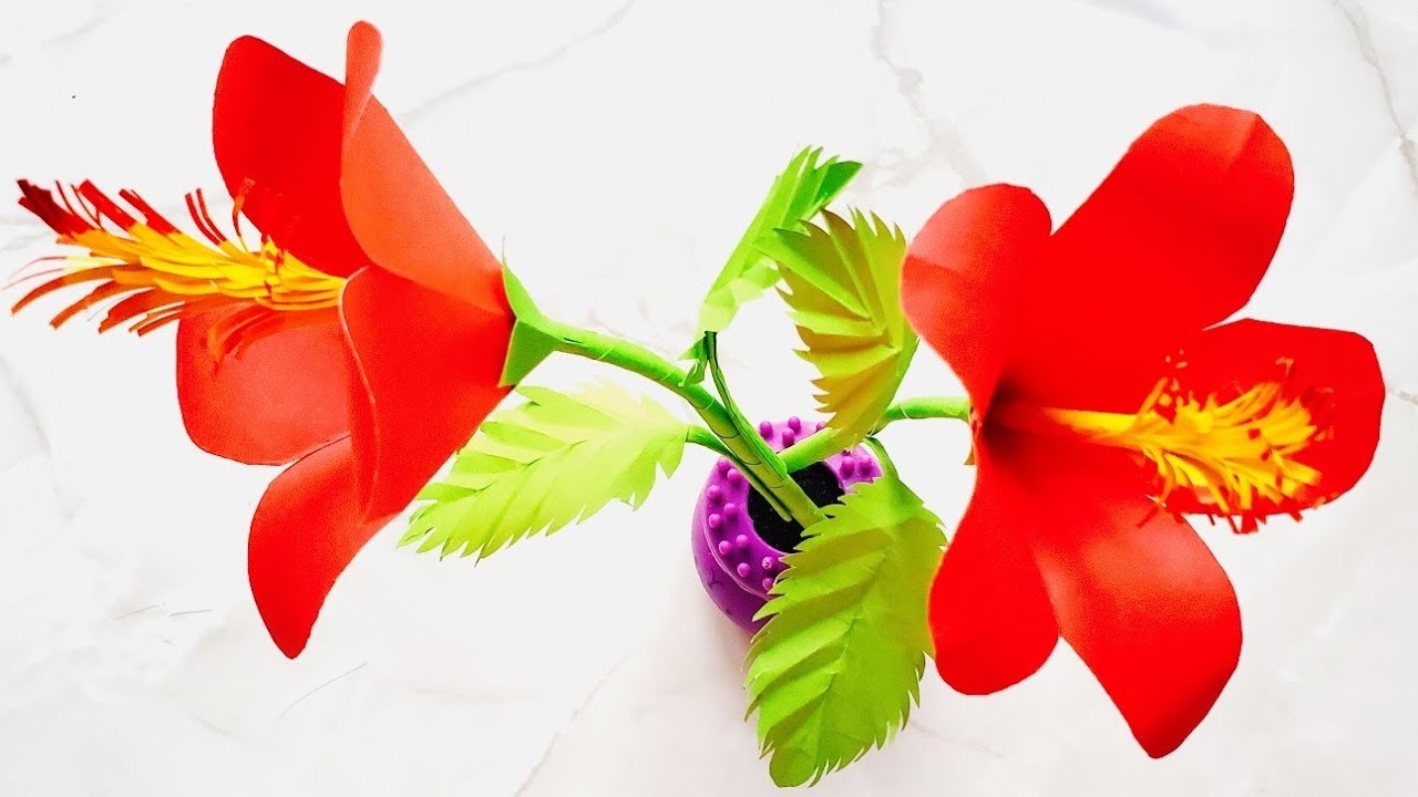 How to make Hibiscus Paper Flower ???? DIY Paper Flower - Step by Step