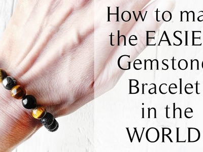 How To Make the EASIEST Adjustable Macrame Gemstone Bracelet (beginners tutorial)