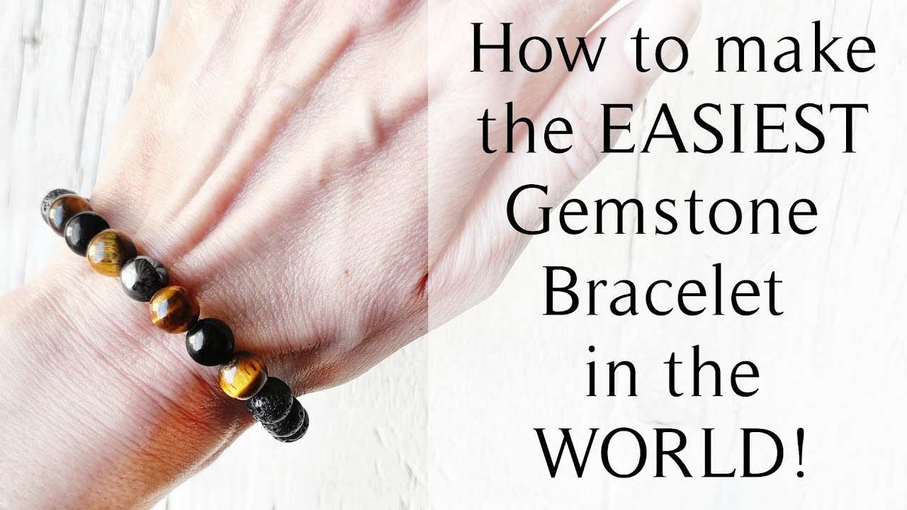 How To Make the EASIEST Adjustable Macrame Gemstone Bracelet (beginners tutorial)