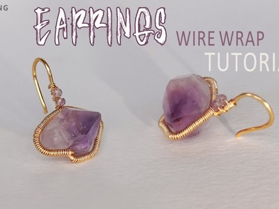 Irregular Amethyst Wire Wrap Earrings| Easy Earrings Tutorial| |DIY Jewelry |How to make