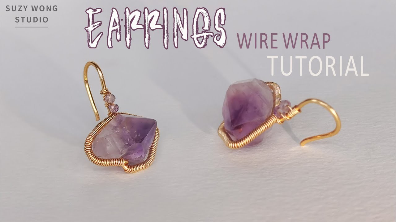 Irregular Amethyst Wire Wrap Earrings| Easy Earrings Tutorial| |DIY Jewelry |How to make