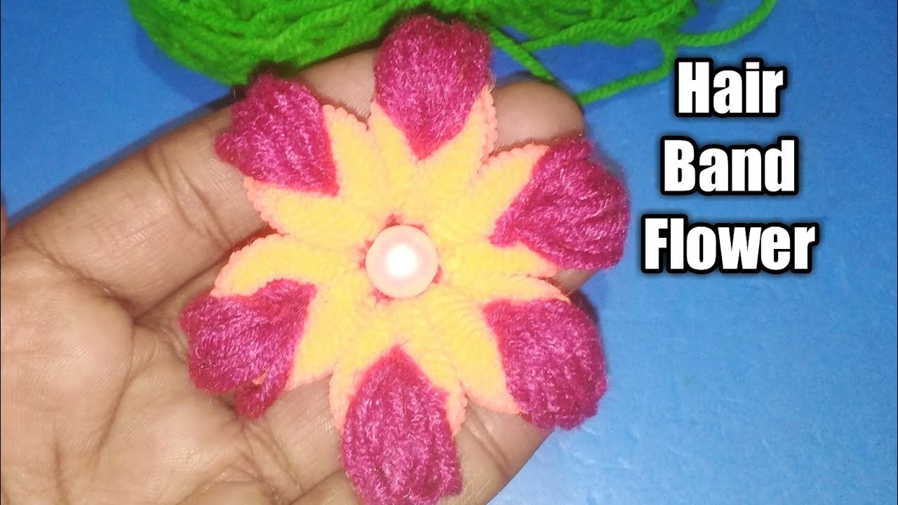 It so beautiful hand embroidery hair rubber flower making idea,diy hair band flower,woolen flower