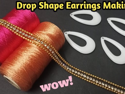 Latest Silk thread drop shape earrings making at home | Handmade jewellery | Jewelry making