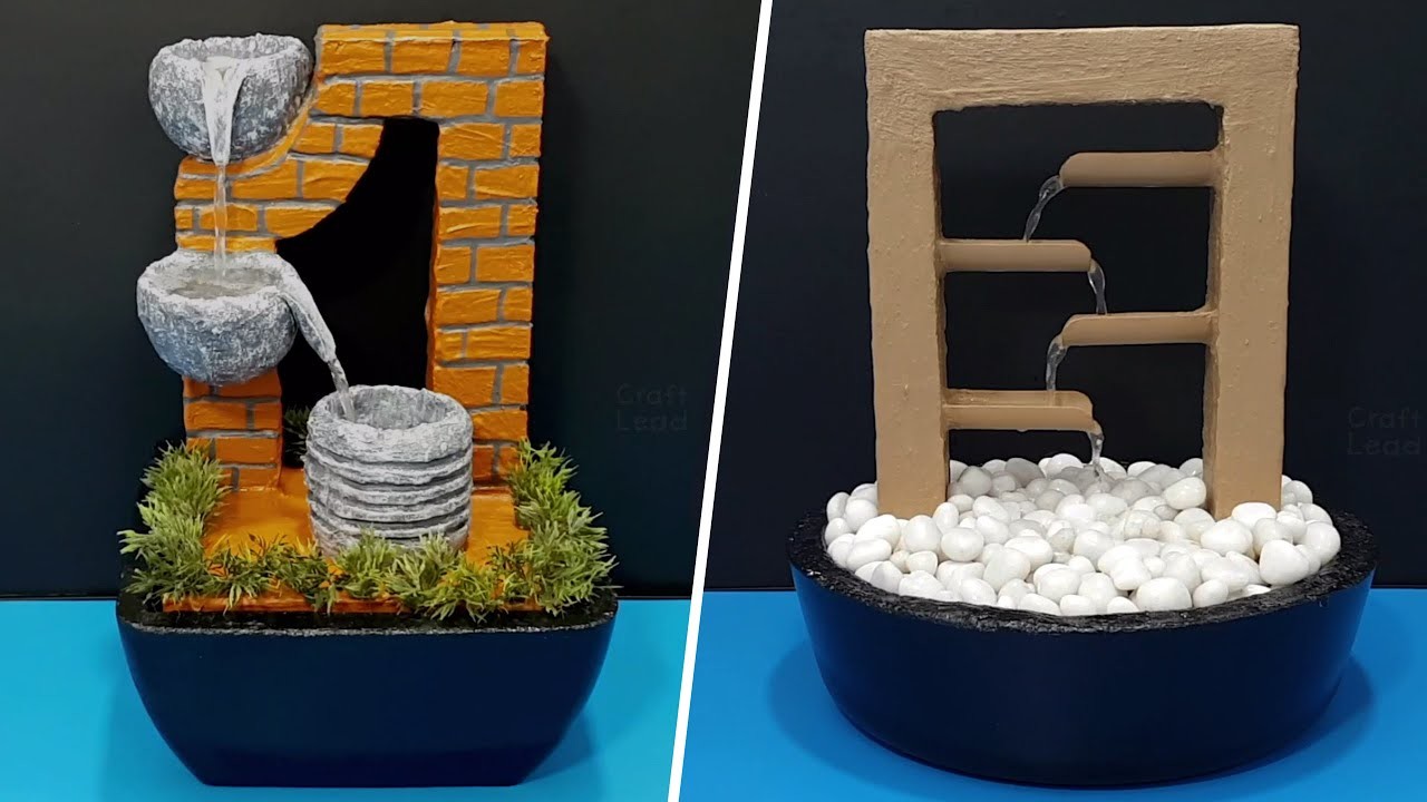 Making 2 Beautiful Indoor Water Fountains | Awesome DIY Tabletop Fountain Using Styrofoam & Cement