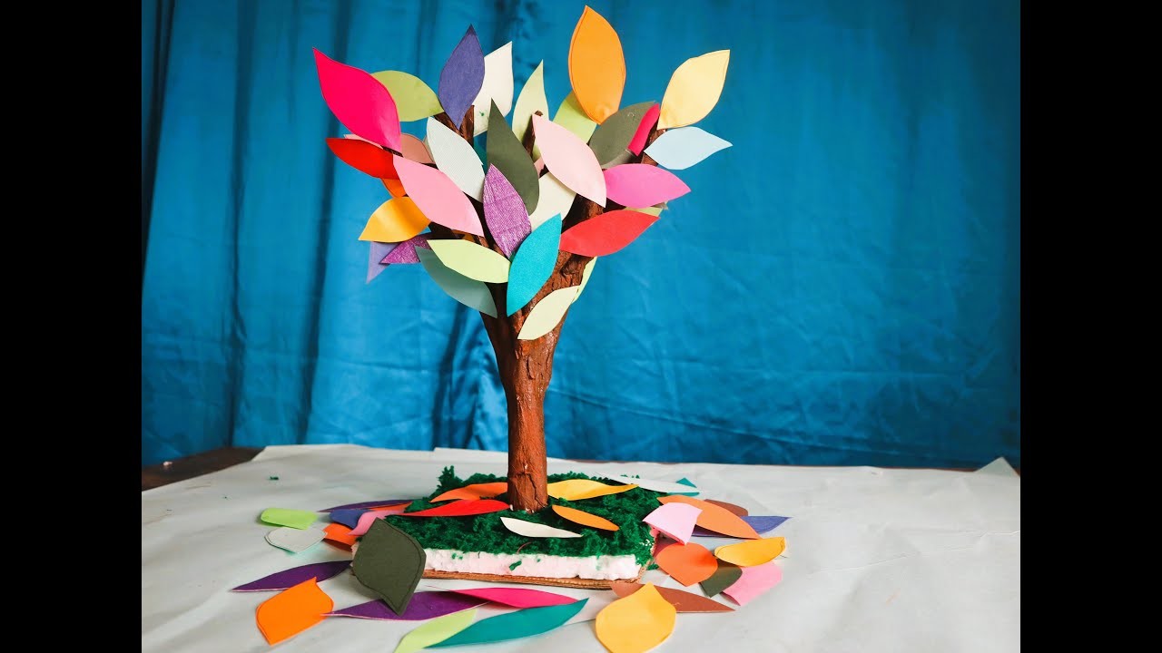 Newspaper Tree Making Ideas.Easy Tree Craft.Paper Tree For School Project.Diy Tree Making.Newspaper