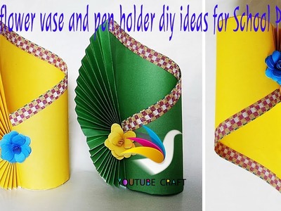 Paper flower vase and pen holder diy idea on Youtube Craft | Amazing paper craft idea Youtube Craft