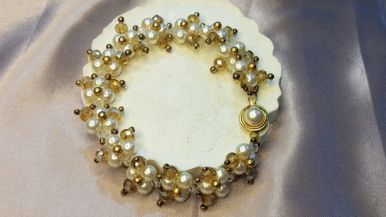 Pearl crystal bracelet || Easy to make