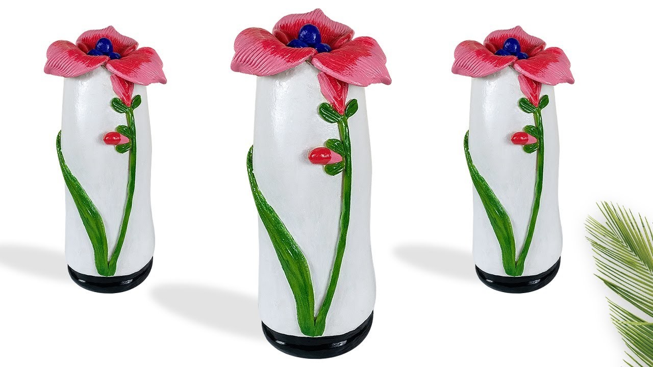 Plastic bottle flower vase making | flower pot decoration ideas | cement craft ideas