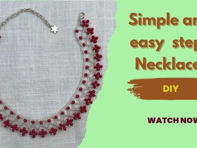 Red and silver handmade necklace #stichyhub