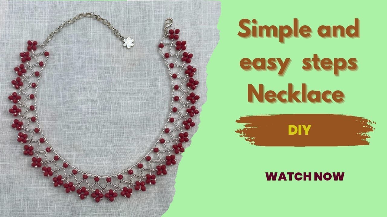 Red and silver handmade necklace #stichyhub