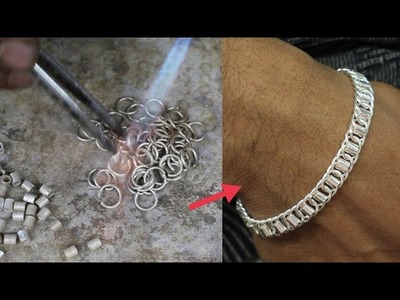 Silver Stylish Overlap Chain Bracelet Making. Silver Ring Chain Bracelet Design. AR Jewellery।