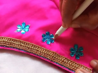 Simple Aari work blouse with normal needle.