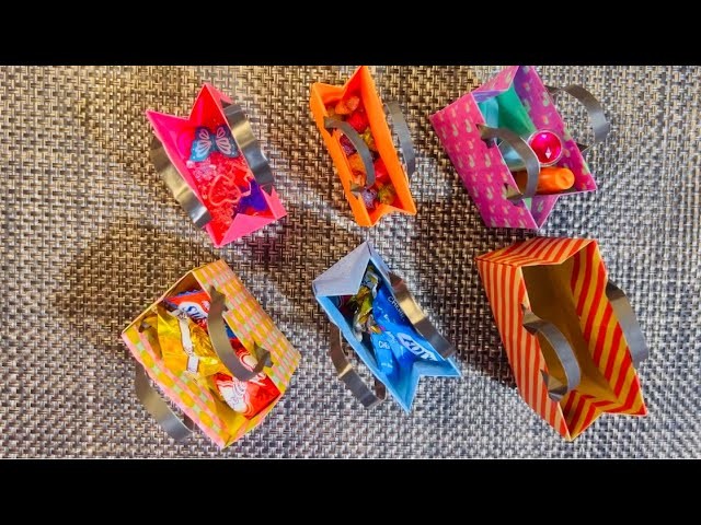 Simple and easy origami gift bag ~ How to make gift bag for small present ~ DIY origami tutorial