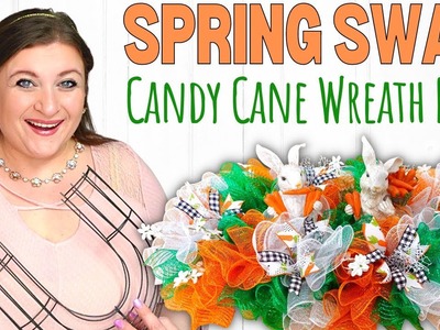 SPRING CENTERPIECE using Candy Canes SWAG WREATH| Deco Mesh Ruffle Method