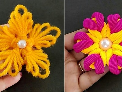 Super easy and beautiful woolen flower making trick - embroidery flower making - diy flower - diy